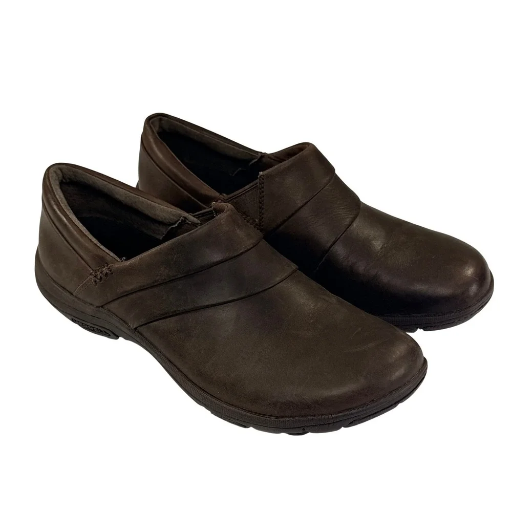 Merrell Dassie Stitch Shoes Womens 7.5 Brown Leather Slip On‎ Comfort Walking